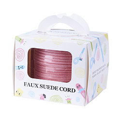 Pink Экологичный шнур из искусственной замши, искусственная замшевая кружева, с блеском порошок, розовые, 2.7x1.4 мм