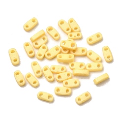 Желтый 2 Отверстие для выпечки краски стеклянные бусины, прямоугольные, желтые, 5x2x1.5 мм, отверстие : 0.7 мм