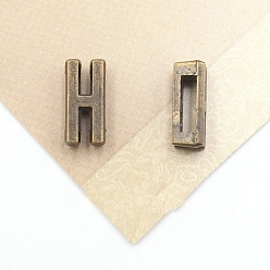 Letter H Тибетский стиль сплава Silde амулеты, Письмо ~ Z, античная бронза, Письмо ч, 11x5x4 мм, отверстие : 7x2 мм