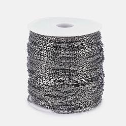 Gunmetal Iron Cable Chains, Unwelded, with Spool, Flat Oval, Popular for Jewelry Making, Important Decoration, Lead Free & Nickel Free, Gunmetal, 3x2x0.6mm, about 328.08 Feet(100m)/roll