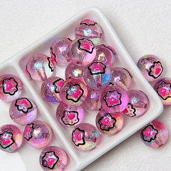 Paw Print Фиолетовые акриловые бусины, круглые, отпечаток лапы, 16 мм