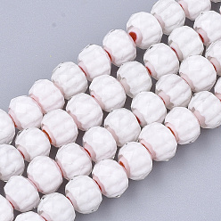 Лавандовый румянец Стеклянные бусины, граненые, RONDELLE с цветком, лавандовый румянец, 9.5~10x7.5~8 мм, отверстие : 1.5~2 мм, около 72 шт / нитка, 21.2 дюйм