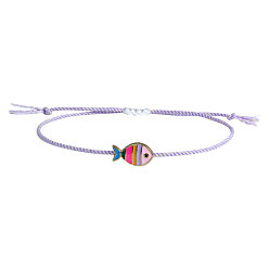 Разноцветный Регулируемые браслеты с подвесками в виде рыбок из эмали из сплава, Браслеты из хлопкового шнура, плетеные, для женщин и мужчин., золотые, красочный, 11.42 дюйм (29 см)