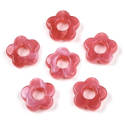 Индийский Красный Прозрачные акриловые бусины градиентного цвета, Центр пробуренной, цветок, Индийская красная, 14x14.5x4 мм, отверстие : 1.6 мм