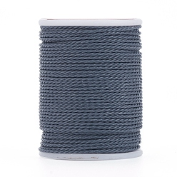 Steel Blue Round Waxed Polyester Cord, Taiwan Waxed Cord, Twisted Cord, Steel Blue, 1mm, about 12.02 yards(11m)/roll