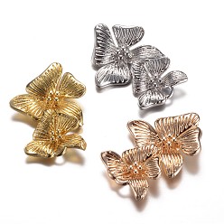 (52) Непрозрачная лаванда Долговечные соединители из латуни с покрытием, цветок, без кадмия и без свинца, разноцветные, 24x16x3.5 мм, отверстие : 1 мм