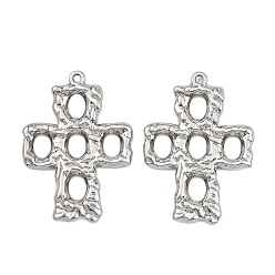 Платина Подвески из сплава , кованые крестики-подвески, отрезать, платина, 40x28x3 мм, отверстие : 1.6 мм