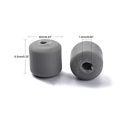 Gray Handmade Polymer Clay Bead Strands, Column, Gray, 6.5x6mm, Hole: 1.2mm, about 61pcs/strand, 15.75 inch(40cm)