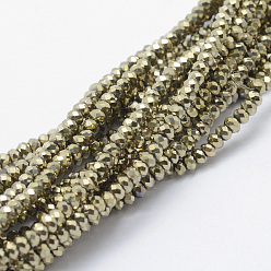 Antique Bronze Plated Electroplate Glass Beads Strands, Full Plated, Faceted, Rondelle, Antique Bronze Plated, 2.5x1.5mm, Hole: 0.5mm, about 197~201pcs/strand, 12.9 inch(33cm)