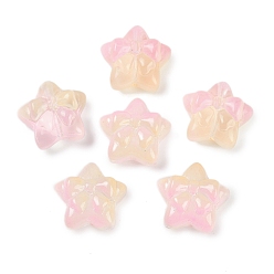 Розовый Прозрачная аэрозольная краска стеклянные шарики, звезды с бантом, туманная роза, 14x15x7 мм, отверстие : 1.2 мм