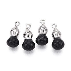Черный Латунные микропаве прозрачные подвески с фианитом, тыквенные прелести, с эмалью, платина, чёрные, 20x9x8 мм, отверстие : 2 мм