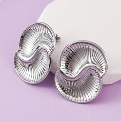 Нержавеющая Сталь Цвет 304 серьги-гвоздики из нержавеющей стали в форме спирали, цвет нержавеющей стали, 33.5x26 мм