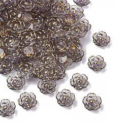 Серый Пластиковые шарики, цветок, золотой металл обвитыми, серые, 18.5x7 мм, отверстие : 1.6 мм, Около 511 шт / 500 г