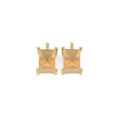 Real 14K Gold Plated Ion Plating(IP) 304 Stainless Steel Pendant Rhinestone Settings, for Pointed Back Rhinestone, Rectangle, Real 14K Gold Plated, Tray: 5x7mm, 11x7x4mm, Hole: 1.8mm