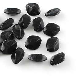 Black Rhombus Imitation Gemstone Acrylic Beads, Black, 22x18.5x10mm, Hole: 2.5mm, about 250pcs/500g