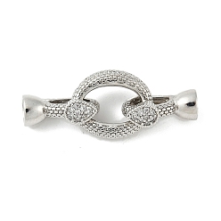 Платина Латунное микропейв, прозрачный кубический цирконий, складные застежки, без кадмия, без никеля и без свинца, овальные, платина, 30 мм