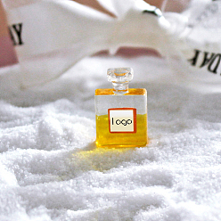 Gold Mini Resin Perfume Bottle Model, Miniature Dollhouse Decorations Accessories, Gold, 17x11x4mm