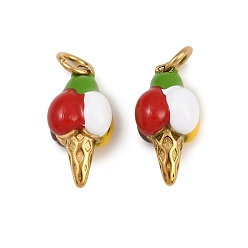 Золотой 304 нержавеющей стальной эмали подвески, с прыжковых колец, очарование мороженого, золотые, 18x10.5 мм, отверстие : 3.5 мм