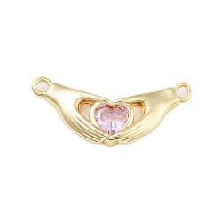 Бледно-Розовый Стойка металлическая латунная микропрофилированная кубическая циркония подвески, без кадмия и без свинца, долговечный, сердце, розовый жемчуг, 12x28x4 мм, отверстие : 1.6 мм