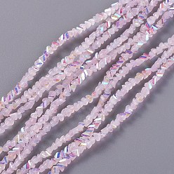 Pearl Pink Electroplate Glass Beads Strands, AB Color Plated, Triangle, Pearl Pink, 2.2~3x3~4.7x2~3mm, Hole: 0.7mm, about 171~181pcs/strand, 12.4 inch~14.84 inch(31.5~37.7cm)
