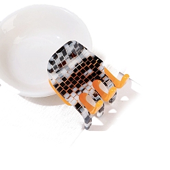 Черный Заколки для волос в форме когтей из ацетата целлюлозы, овальные, цвет сращивания, чёрные, 42x38 мм