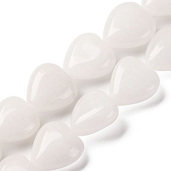 Белый Нефрит Бусины из натурального белого нефрита, сердце, 11.5~12x11.5~12x5~5.5 мм, отверстие : 1 мм, около 33 шт / нитка, 15.16'' (38.5 см)