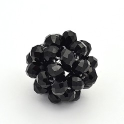 Schwarz Glaskristall Runde gewebte Perlen, Cluster-Perlen, Schwarz, 37 mm, Perlen: 10 mm