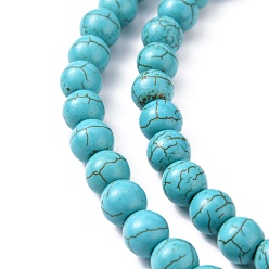 Turquoise Synthetical Howlite Beads, Dyed, Round, Turquoise, 8mm, Hole: 1mm, about 1400pcs/1000g