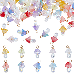 (52) Непрозрачная лаванда 80 шт 10 цвета прозрачные стеклянные подвески, грибные прелести, с медной проволокой светло-золотистого цвета, разноцветные, 18x11 мм, отверстие : 2 мм, 8 шт / цвет