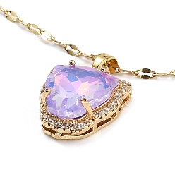 Сливовый Ожерелья с подвеской в виде головы тигра, светлое золото, латунь, микро паве, кубический цирконий, со стеклом, слива, 16.06 дюйм (40.8 см)