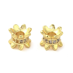 Echt 18 k vergoldet Gestellmessingperlen, mit klaren Zirkonia, langlebig überzogen, Bleifrei und cadmium frei, echt 18 k vergoldet, 6x5.5x4.5 mm, Bohrung: 2 mm