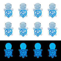 Светло-Голубой 12 шт. светящиеся полупрозрачные кабошоны из смолы в виде морских животных, маленькая черепаха, Небесно-голубой, 23x13x8.5 мм