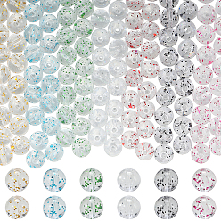 (52) Непрозрачная лаванда 350 шт 7 цвета прозрачные акриловые бусины, с блеском порошок, круглые, разноцветные, 7~8 мм, отверстие : 1.5 мм, 50 шт / цвет