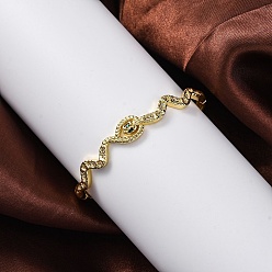 Настоящее золото 18K Браслеты с подвесками из латуни с микропаве из кубического циркония, без свинца и без кадмия, змея, реальный 18 k позолоченный, внутренний диаметр: 2-3/8x2 дюйм (5.9x5.15 см)