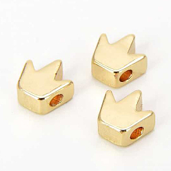 Real 14K Gold Plated Brass Spacer Beads, Long-Lasting Plated, Crown, Real 14K Gold Plated, 5x5x2.5mm, Hole: 1.5mm