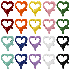 (52) Непрозрачная лаванда 20 шт. 10 цветные застежки-карабины из сплава с напылением, сердце, разноцветные, 20x16.5x4.5 мм, отверстие : 2.5x1.5 мм, 2 шт / цвет