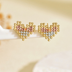 Сердце Латунь серьги, реальный 18 k позолоченный, сердце, 15.4x14 мм