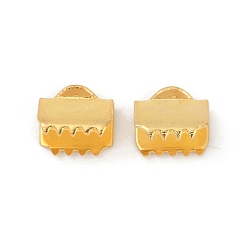 Настоящее золото 18K 304 концы обжимные ленты нержавеющие, прямоугольные, реальный 18 k позолоченный, 6x6.5 мм, отверстие : 3x1 мм