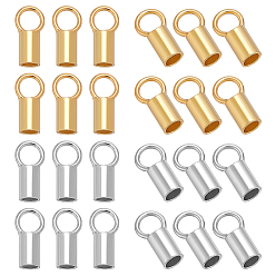 Платиновый & Золотой 30 шт. 2 цвета: родиевое покрытие 925 наконечники для шнура из стерлингового серебра, Торцевые крышки, колонка, платиной и золотом, 7.5x3x2.5 мм, отверстие : 2 мм, внутренний диаметр: 2 мм, 15 шт / цвет