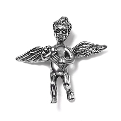 Античное Серебро 304 подвески из нержавеющей стали, Амур / херувим / ангел, античное серебро, 46.5x46x13 мм, отверстие : 7x3 мм