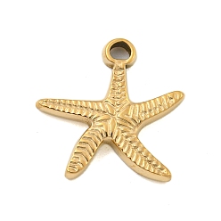 Настоящее золото 14K 304 подвески из нержавеющей стали, прелести морская звезда, реальный 14 k позолоченный, 15x15x2 мм, отверстие : 1.8 мм
