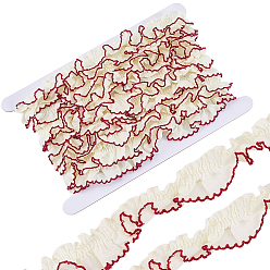 Beige 6M Cotton Ruffle Trim, for Clothes Accessories, Beige, 1-1/8 inch(30mm)