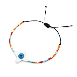 (52) Непрозрачная лаванда Браслеты из плетеных бусин из богемского стекла, украшения от сглаза из натуральных ракушек для женщин, цветок, разноцветные