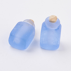 Темно-Голубой Подвески ручной работы бусины бутылки духов, бутылка эфирного масла, матовые, кубоид, глубокое синее небо, 28.5~29 мм, отверстие: 5.5 мм, емкость бутылки: 0.5~1 мл (0.017~0.03 жидких унций)