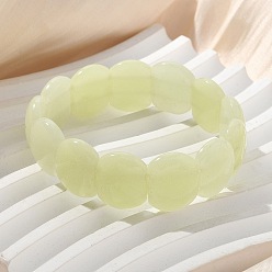 Зелено-Желтый Браслеты из бисера ручной работы в технике лэмпворк для мужчин и женщин, овальные, зеленый желтый, 5/8~3/4x1/2 дюйм (1.7~1.75x1.35 см), внутренний диаметр: 1-7/8~2-1/8 дюйм (4.75~5.4 см)