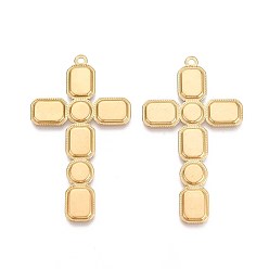 Настоящее золото 18K 304 большие подвески-кресты из нержавеющей стали, ионное покрытие (ip), реальный 18 k позолоченный, 53x30.5x1.5 мм, отверстие : 1.8 мм