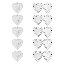 Stainless Steel Color 304 Stainless Steel Locket Pendants, Photo Frame Charms for Necklaces, Heart, Stainless Steel Color, 29x29x7mm, Hole: 2mm, Inner Size: 16.5x21.5mm, 10pcs/box