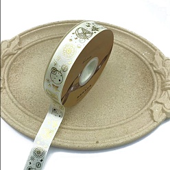 Honeydew Golden Hot Stamping Butterfly Star Pattern Polyester Ribbons, for DIY Handmade Craft, Hair Bowknots and Gift Decoration, Honeydew, 1 inch(25mm), 48 Yards/Roll
