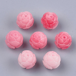 Corail Clair Perles de corail synthétique, teint, fleur, corail lumière, 12x12mm, Trou: 2mm