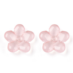 Pink Прозрачные стеклянные бусины, цветок, розовые, 21x21.5x7 мм, отверстие : 1.8 мм